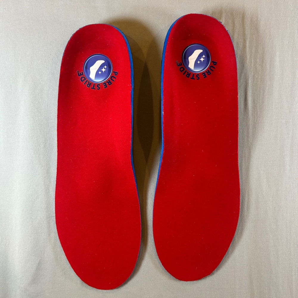 Pure Stride Full Length Orthotic Insoles Red Blue Arch Support Inserts Size 9